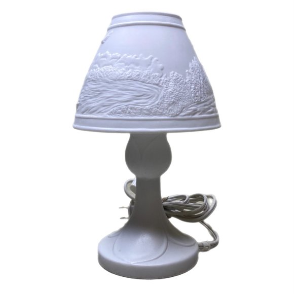 Meico Retro Art Embossed Bisque Porcelain Electric Lamp/Night Light Seashore - Picture 3 of 12